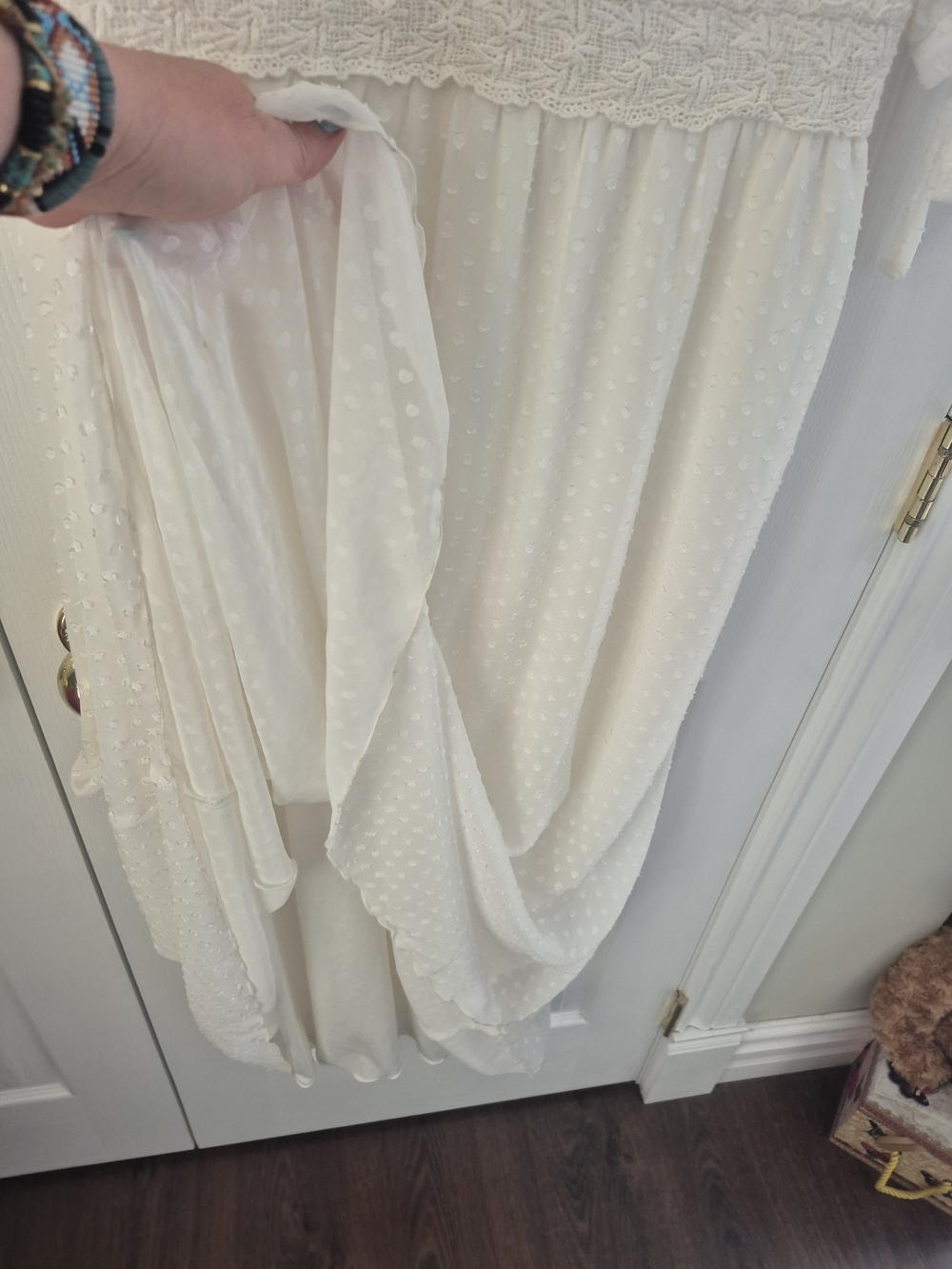 Kate & Lilly Cream Swiss Dot Lace Midi Dress Romantic Boho  Sz 12 - Picture 8 of 10